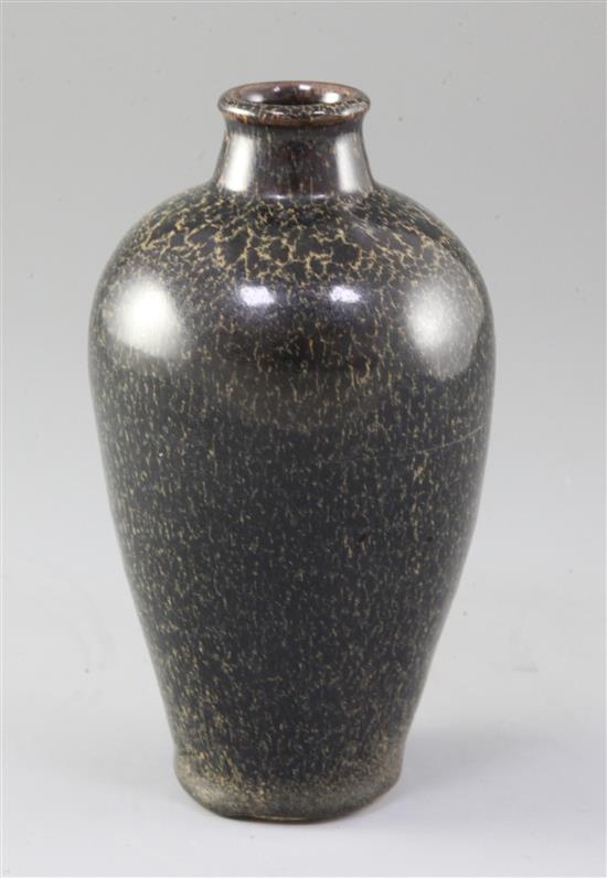 A Chinese Cizhou oil spot glazed meiping, Song dynasty, height 16.5cm